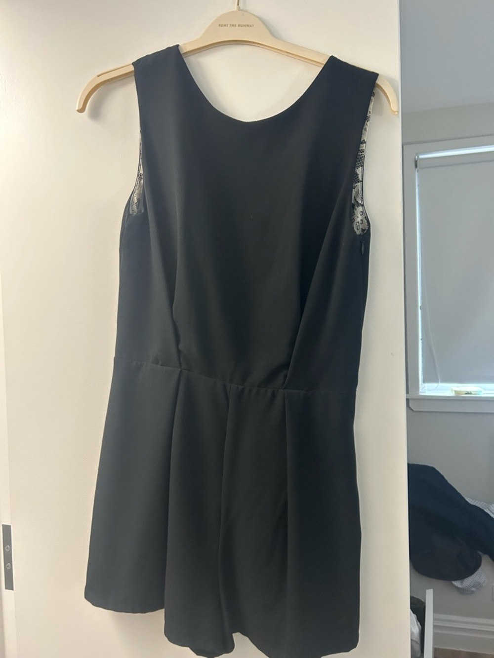 Aqua Bloomingdale’s  Black Women's romper with Lace Trim